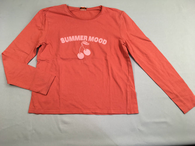 T-shirt m.l corail cerises summer mood, légèrement bouloché, moins cher chez Petit Kiwi