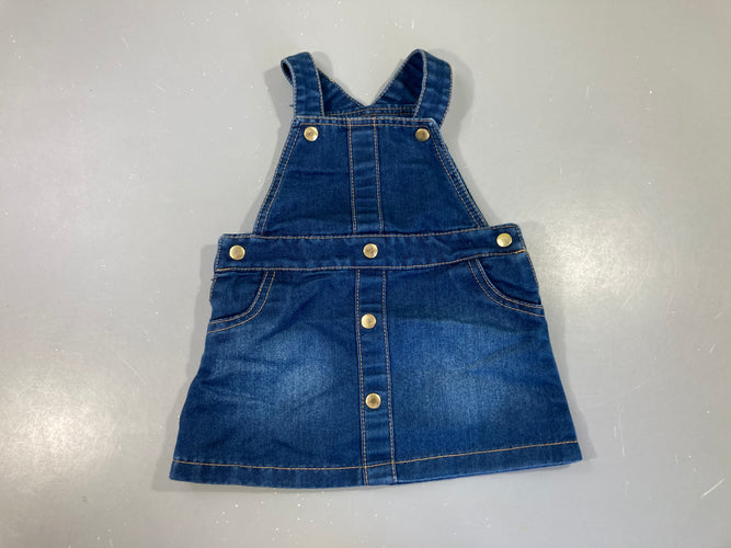 Robe salopette en jean foncé pressions dorées, moins cher chez Petit Kiwi