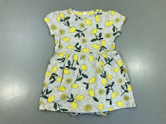 Robe m.c gris chiné citrons, moins cher chez Petit Kiwi