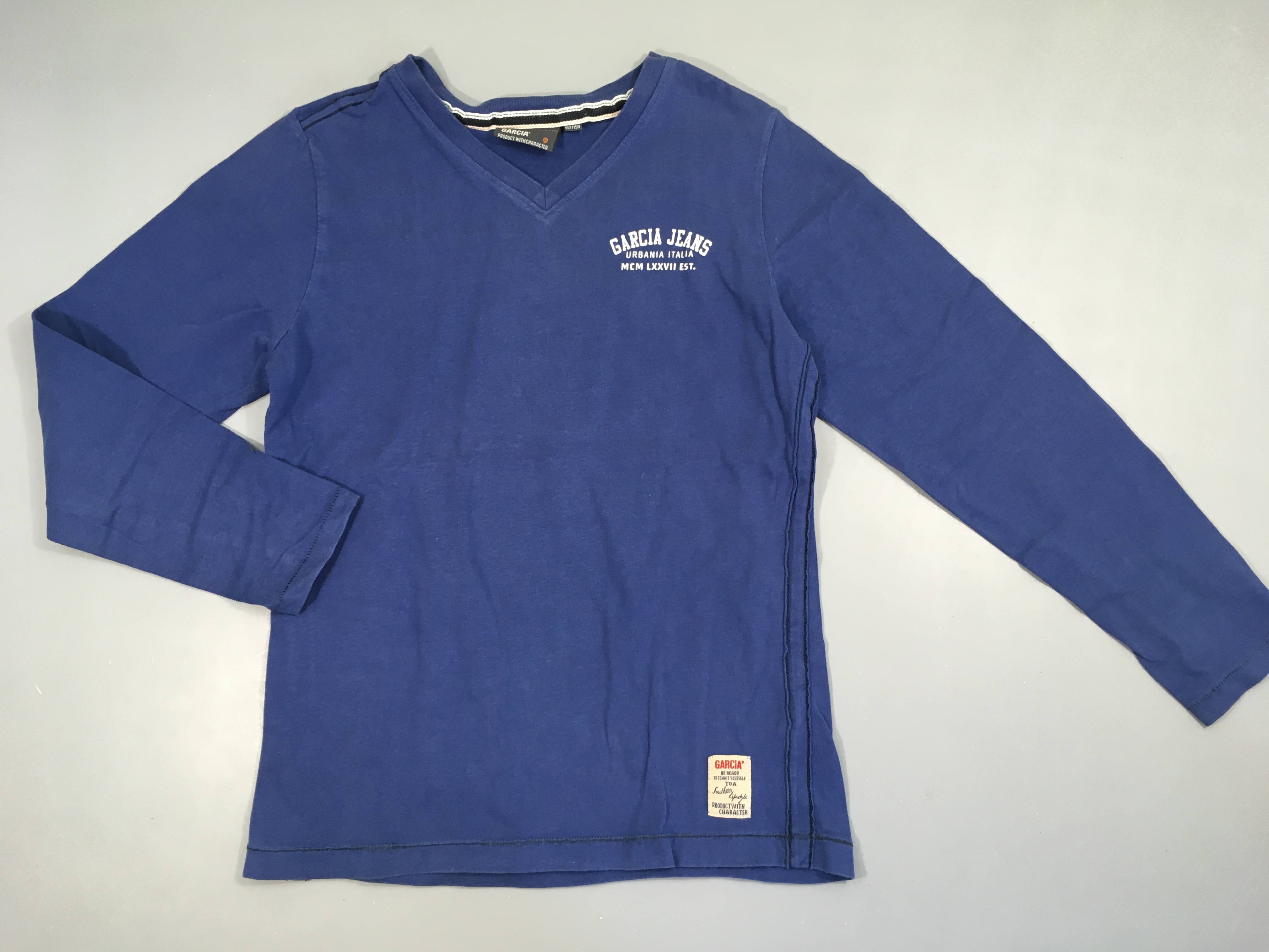 T-shirt m.l bleu col V Garcia J