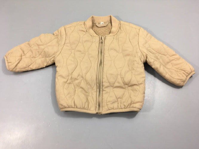 Veste matelassée légère zippée beige, moins cher chez Petit Kiwi