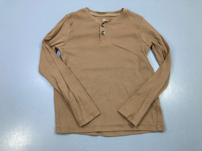 T-shirt m.l marron côtelé, col boutonné, moins cher chez Petit Kiwi