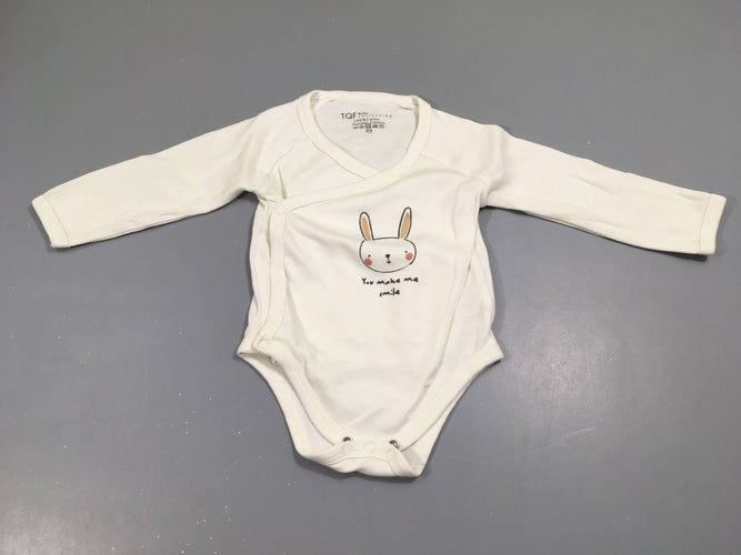 Body m.l blanc avec lapin, moins cher chez Petit Kiwi