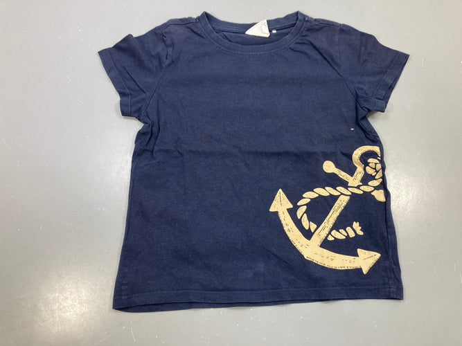 T-shirt m.c bleu marine ancre beige, moins cher chez Petit Kiwi