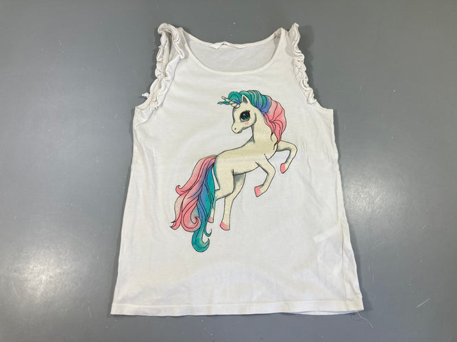 T-shirt s.m blanc Licorne irisée froufrou épaules-Tachée arrière bas, moins cher chez Petit Kiwi