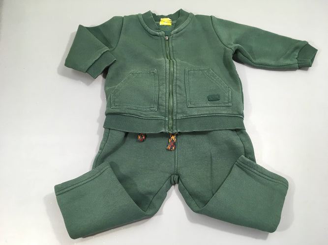 Ensemble sweatshirt zippé, pantalon vert foncé, moins cher chez Petit Kiwi