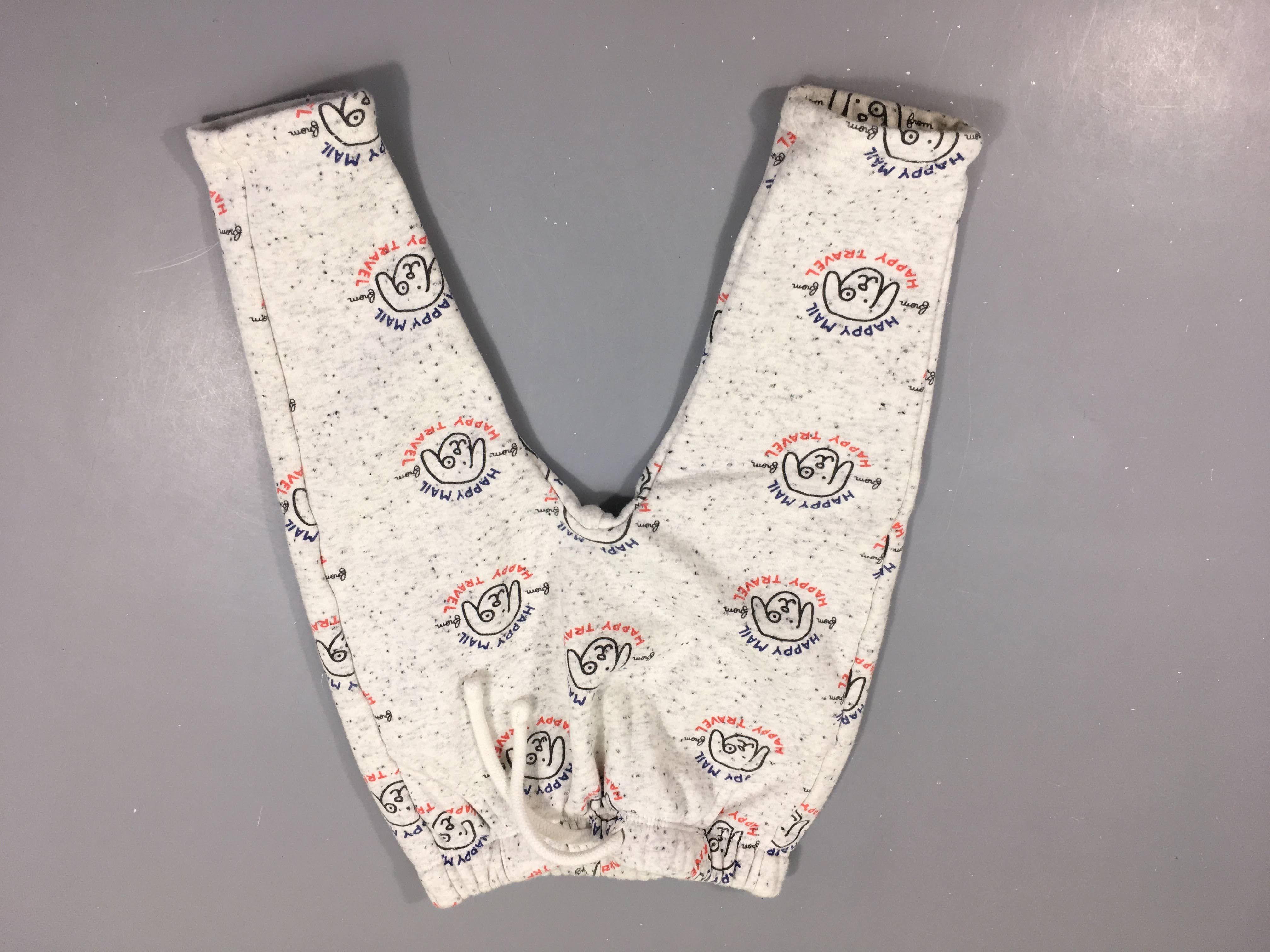 Pantalon jogging blanc chiné, motifs chiens