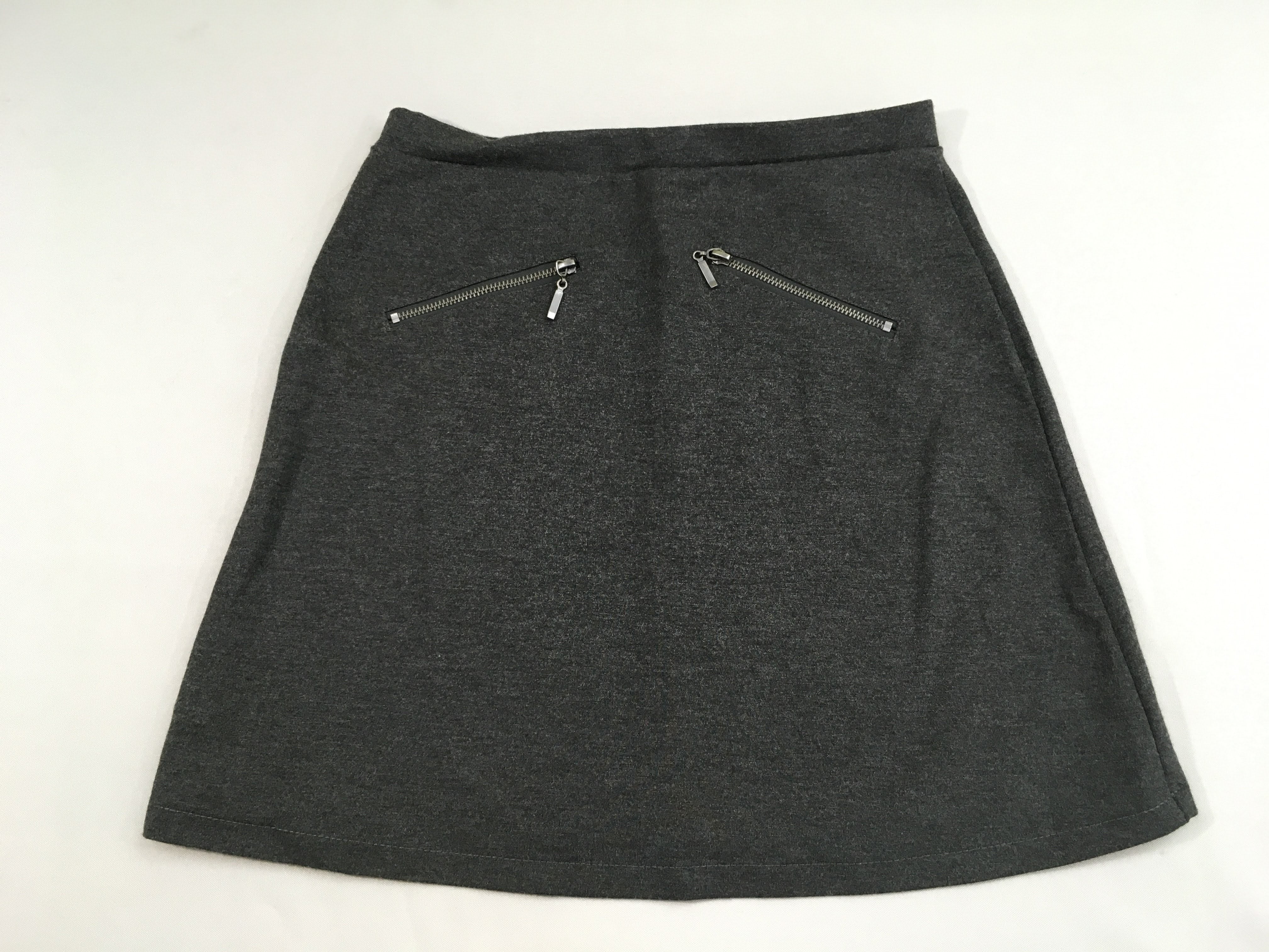 Jupe jersey épais gris foncé chiné zips