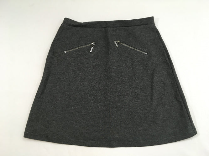 Jupe jersey épais gris foncé chiné zips, moins cher chez Petit Kiwi