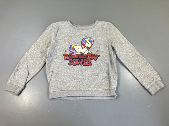 Sweat gris chiné Licorne Rainbow, moins cher chez Petit Kiwi
