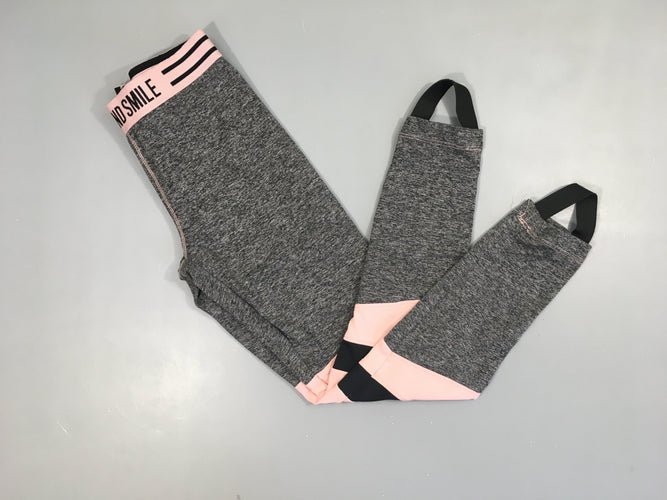 Legging de sport gris-rose avec élastique de maintien sous-pieds, moins cher chez Petit Kiwi