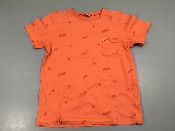 T-shirt m.c orange avec motifs et poche, moins cher chez Petit Kiwi