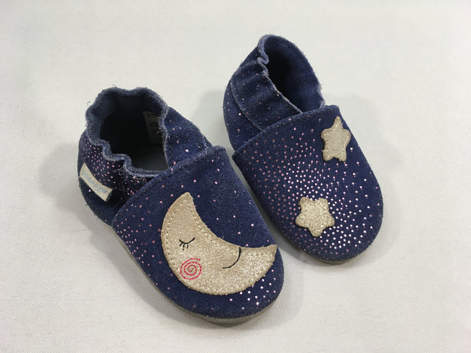 Chaussons bleus Lune paillté rose Robeez, moins cher chez Petit Kiwi