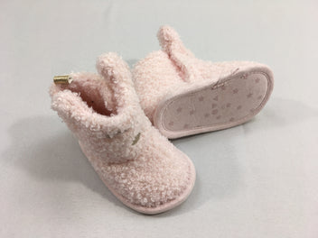 Pantoufles-chaussons rose moutonné
