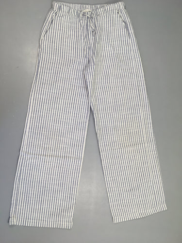 Pantalon blanc ligné bleu clair 100% Coton, moins cher chez Petit Kiwi