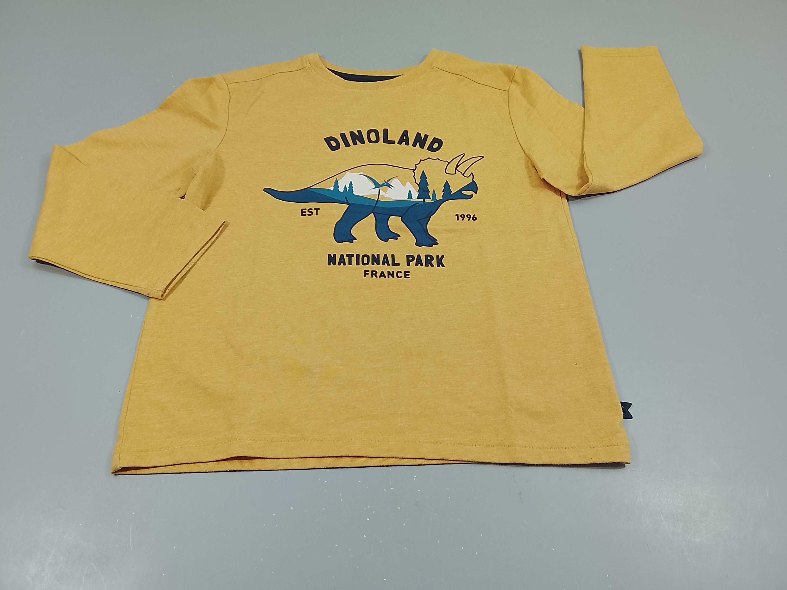 T-shirt m.l jaune dinosaure 