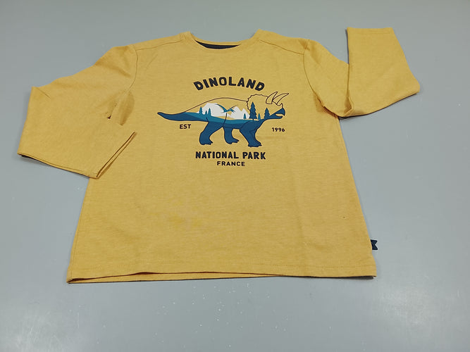 T-shirt m.l jaune dinosaure "Dinoland", moins cher chez Petit Kiwi
