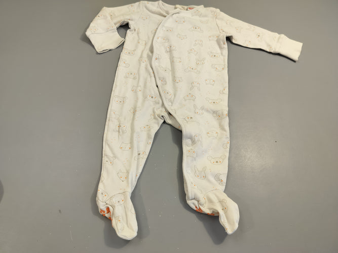 Pyjama jersey blanc têtes d'animaux (koalas, lapins, ...) 100% coton, moins cher chez Petit Kiwi