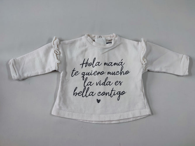 Sweat blanc cassé "Hola mama te quiero mucho la vida es hella contigo", moins cher chez Petit Kiwi