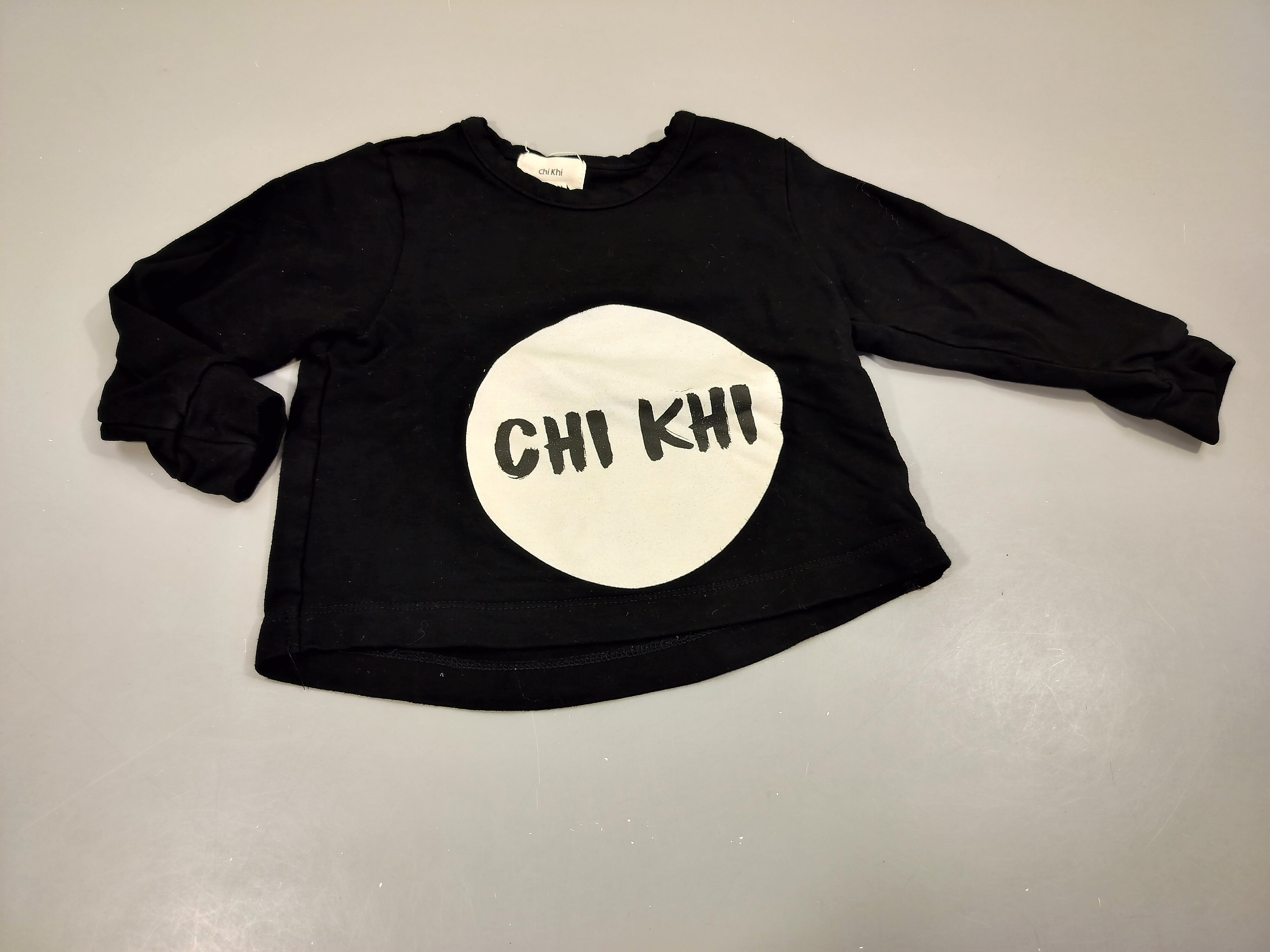 T-shirt m.l noir , cercle blanc 