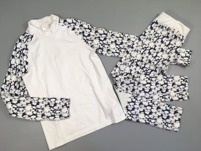 T-shirt m.l thermique blanc Pingouin + Legging thermique, moins cher chez Petit Kiwi