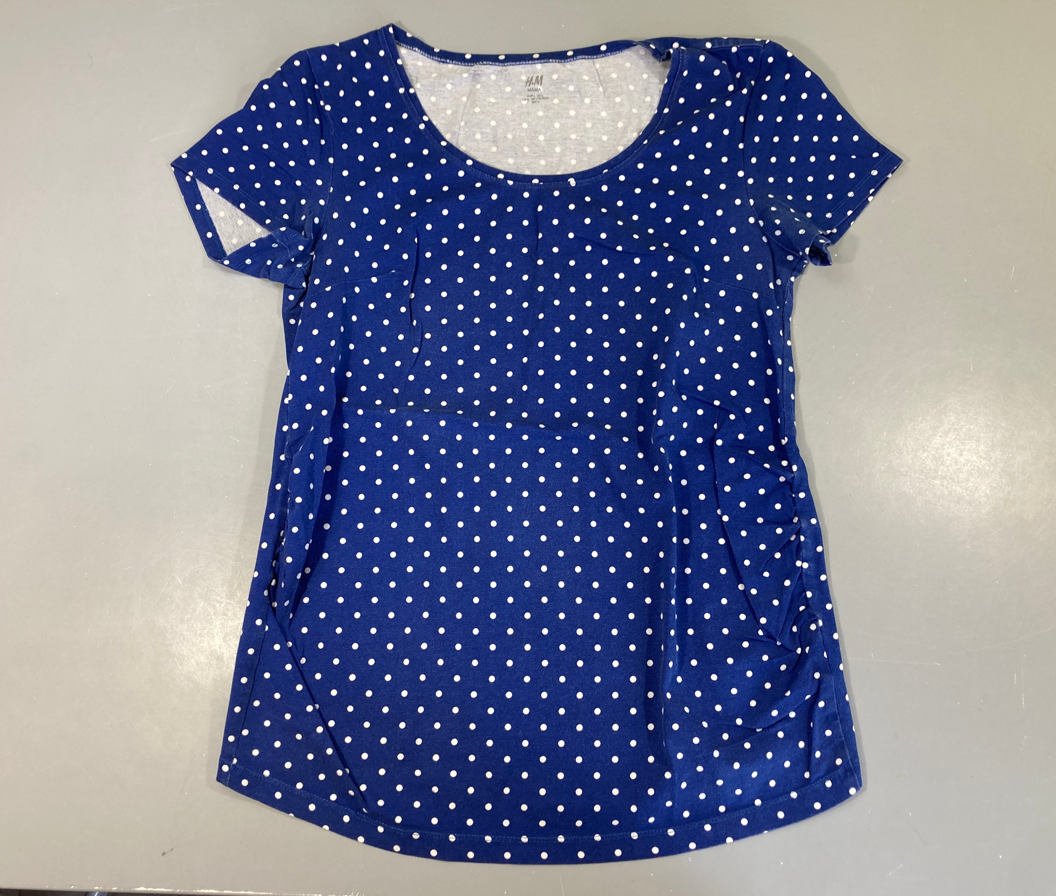 T-shirt m.c bleu pois blancs-Lég§rement déoloré
