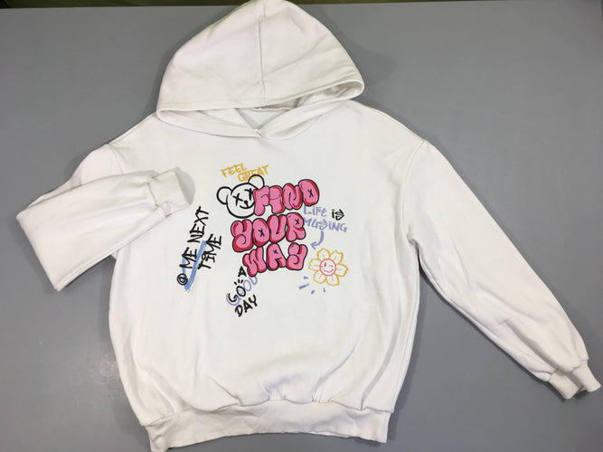 Sweat à capuche blanc Find your way, moins cher chez Petit Kiwi