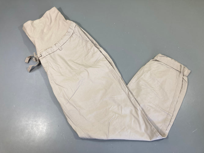 Pantalon de grossesse estival beige à revers, moins cher chez Petit Kiwi
