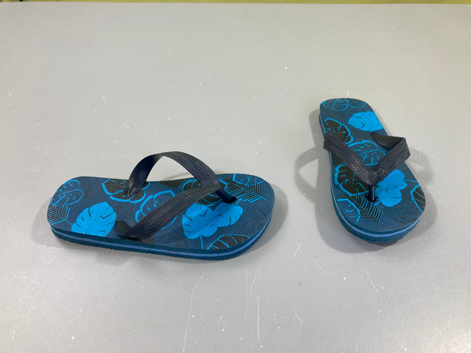 Tongs bleu motifs feuillages, moins cher chez Petit Kiwi