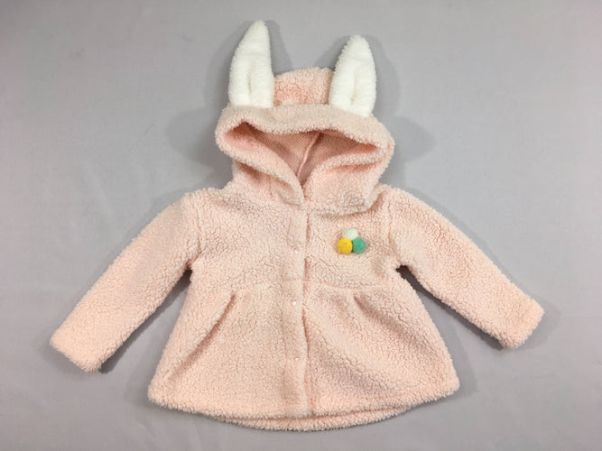 Gilet à capuche rose moutonné oreilles, moins cher chez Petit Kiwi