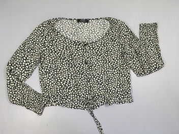 Blouse ml noire paquerettes nouable