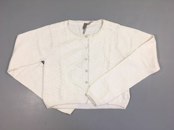 Gilet blanc texturé losange boutons irisés