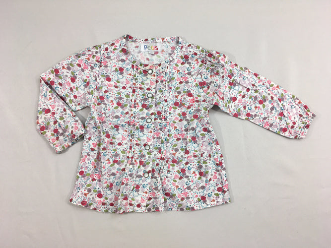 Chemisier blanc fleuri rose, moins cher chez Petit Kiwi