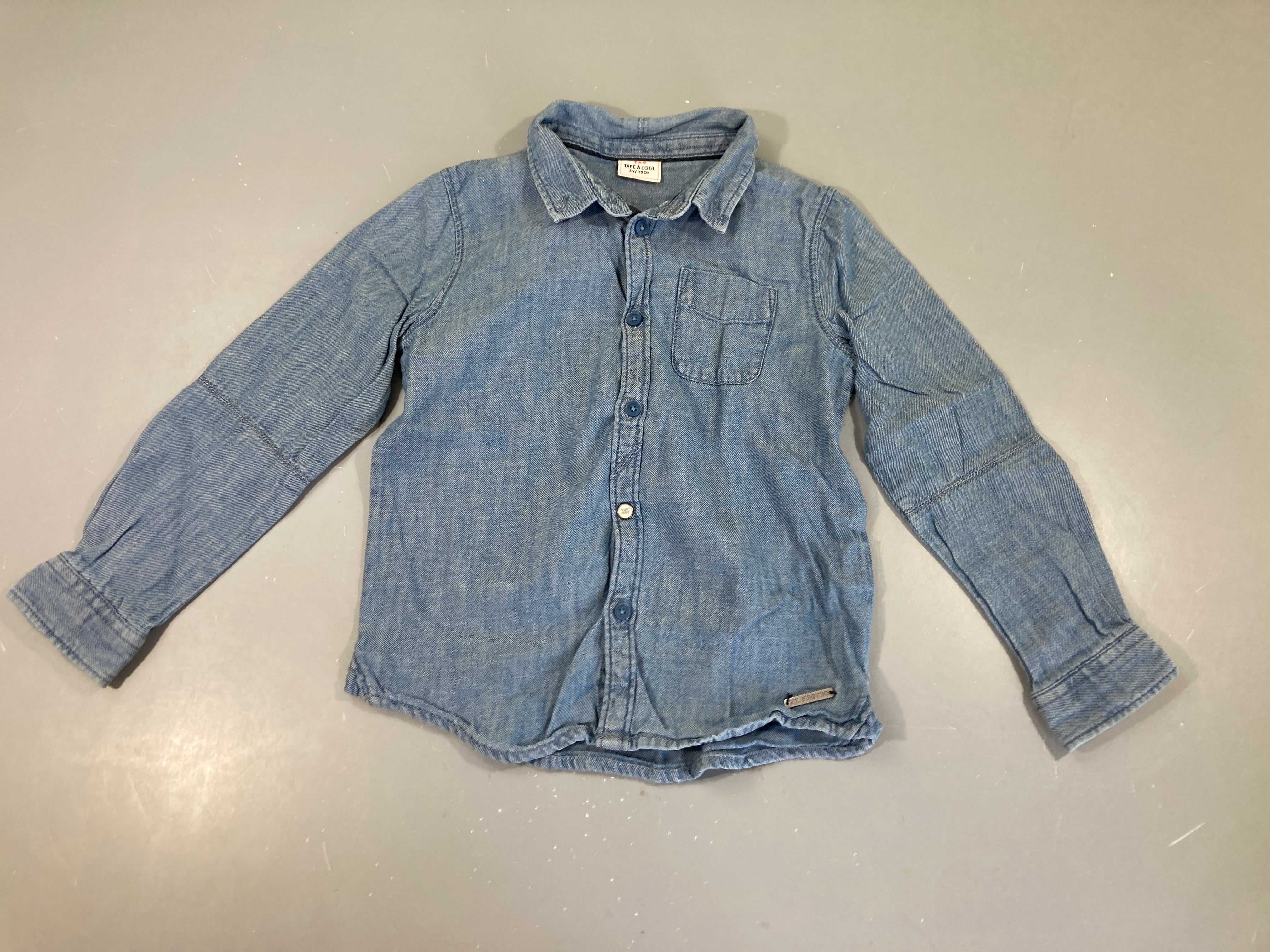 Chemise coton bleu style denim