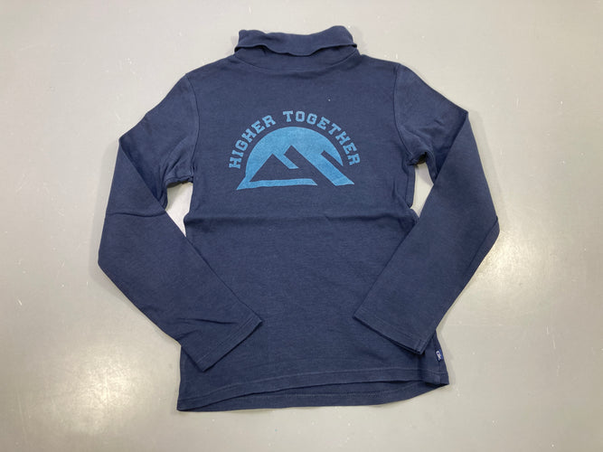T-shirt m.l col roulé bleu marine "Higher together" montagne, moins cher chez Petit Kiwi