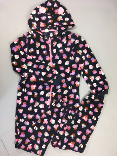 Surpyjama bleu foncé velours motifs roses-bleus, moins cher chez Petit Kiwi