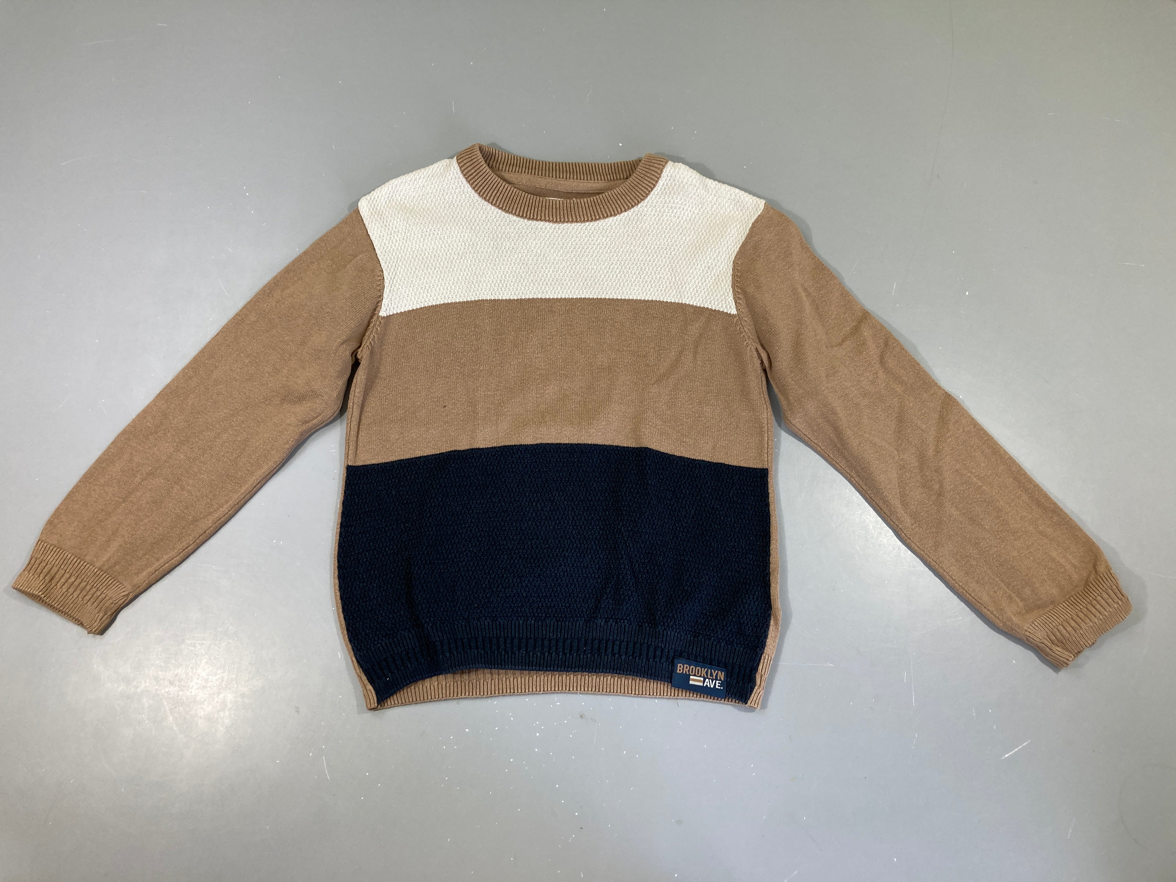 Pul rayé blanc cassé/beige/bleu foncé