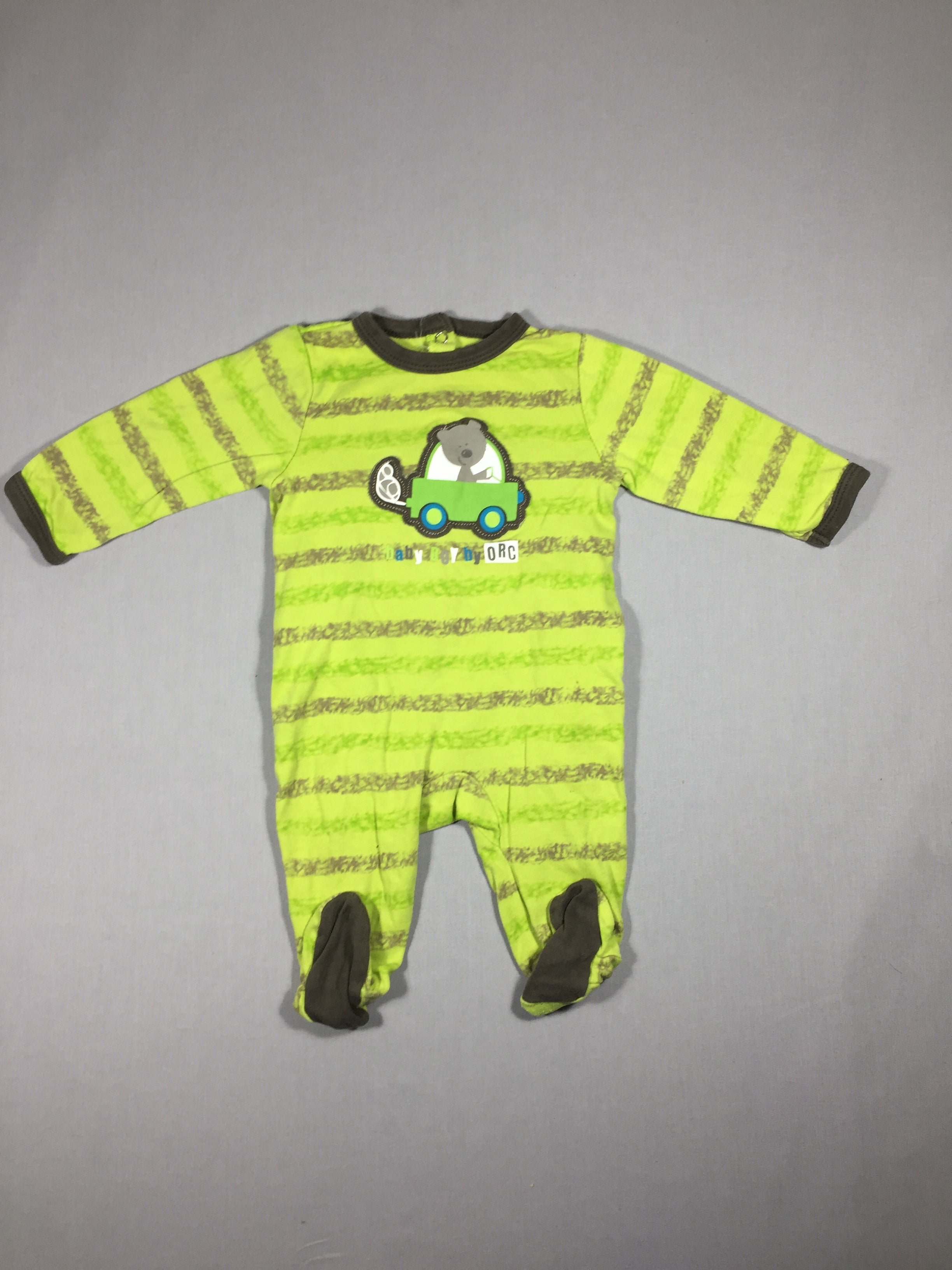 Pyjama jersey jersey vert ligné gris - voiture