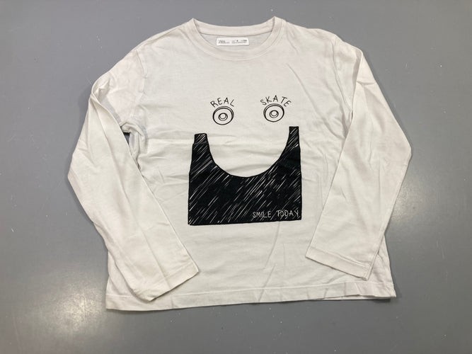 T-shirt m.l blanc "Real skate s.mile today" noir, moins cher chez Petit Kiwi