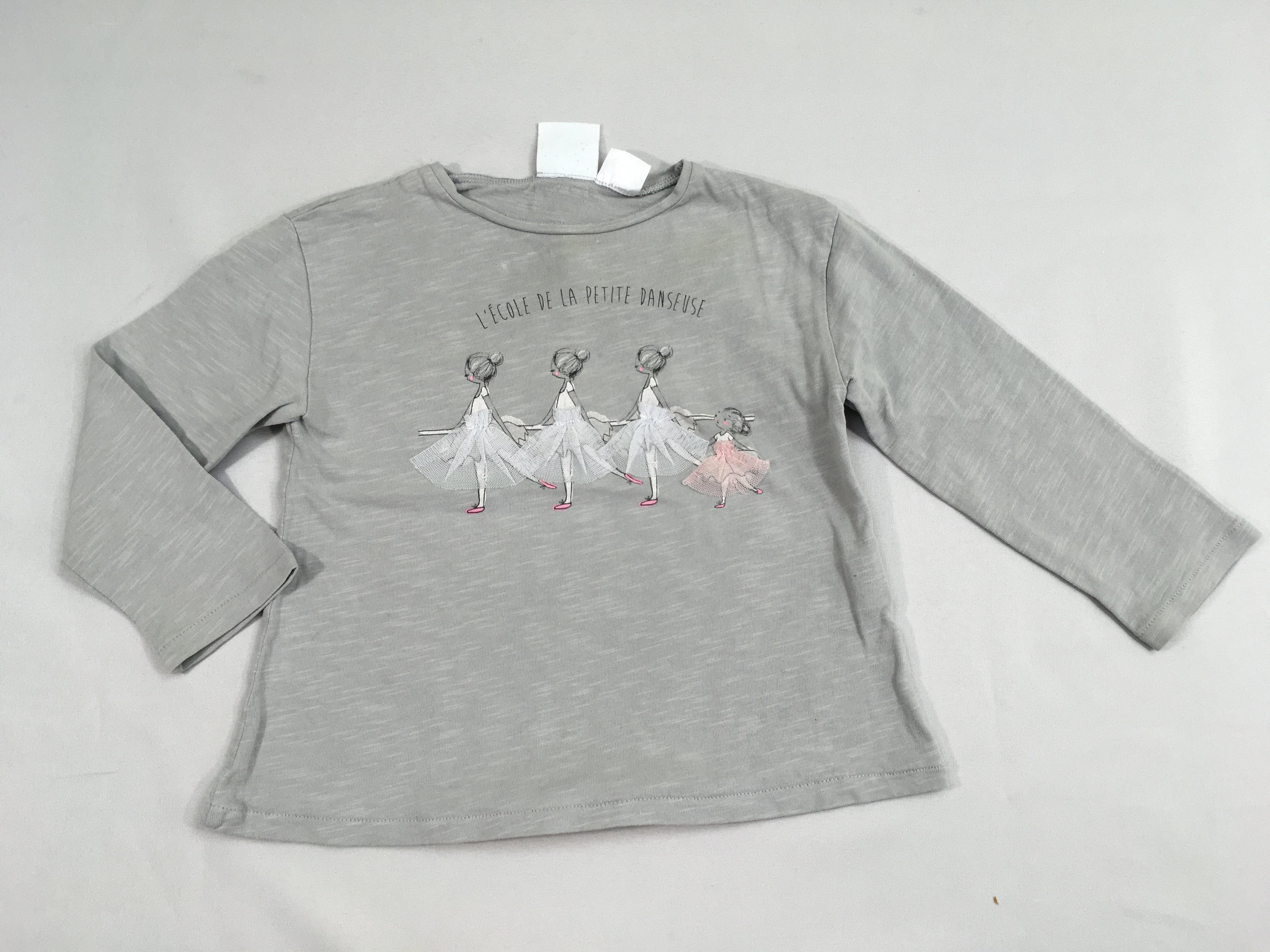 T-shirt m.l gris flammé danseuse tulle