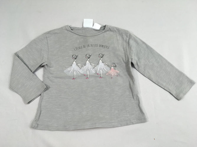 T-shirt m.l gris flammé danseuse tulle, moins cher chez Petit Kiwi