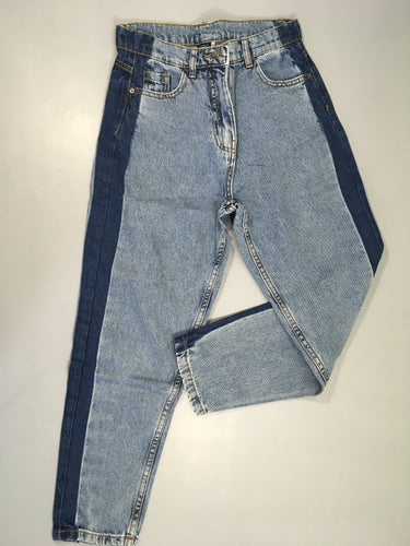 Jeans Mom bandes latérales bleu-foncé, moins cher chez Petit Kiwi