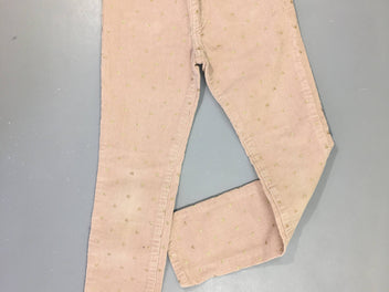 Pantalon velours rose pâle coeurs dorés-Légère tache genoux