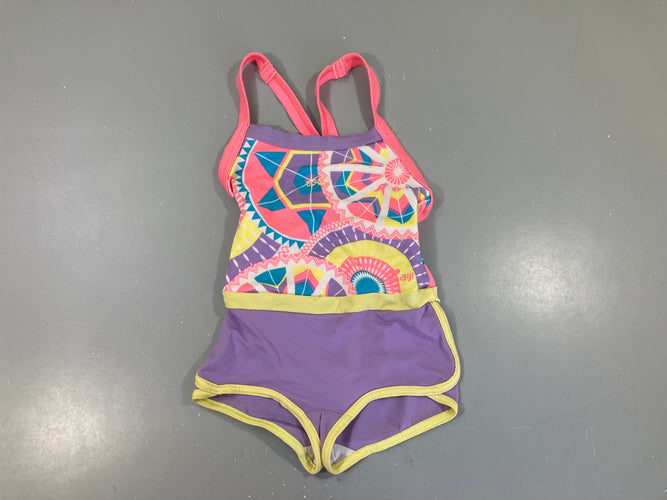 Maillot mauve-jaune formes géométriques, moins cher chez Petit Kiwi