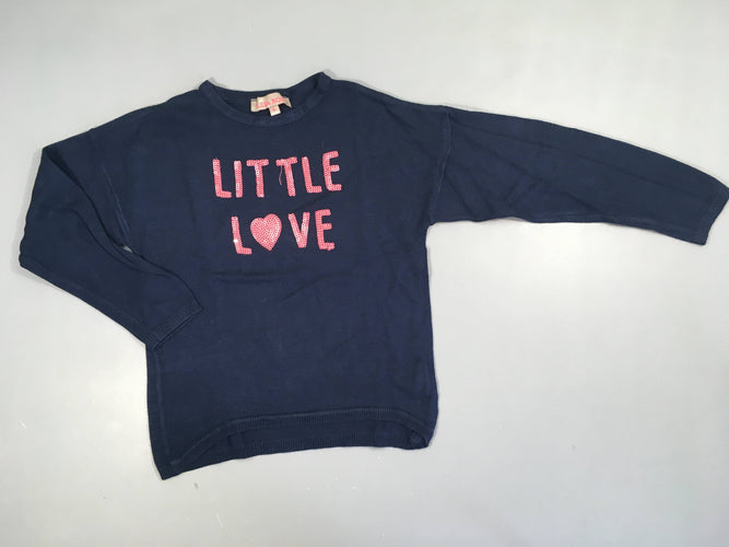 Pull bleu foncé Little Love sequins, moins cher chez Petit Kiwi
