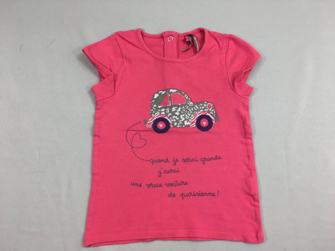 T-shirt m.c rose voiture, moins cher chez Petit Kiwi