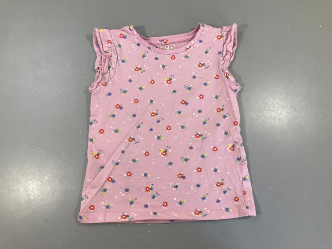 T-shirt m.c lilas fleuri froufrou manche, moins cher chez Petit Kiwi