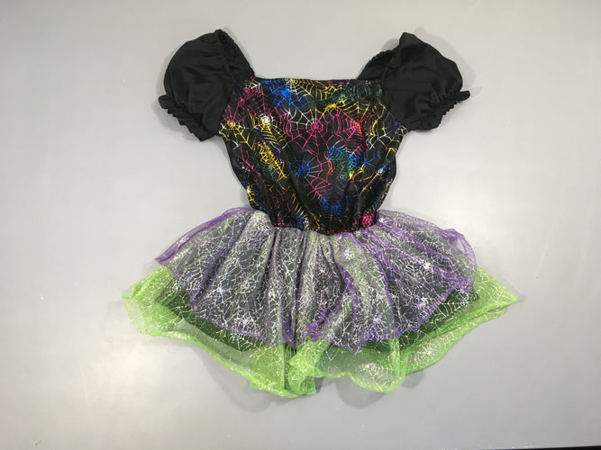Déguisement Halloween robe/tunique de sorcière m.c noire toile d'araignées, tulle bas, moins cher chez Petit Kiwi