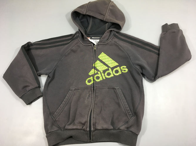 Sweat zippé à capuche gris Adidas-Petites taches, moins cher chez Petit Kiwi