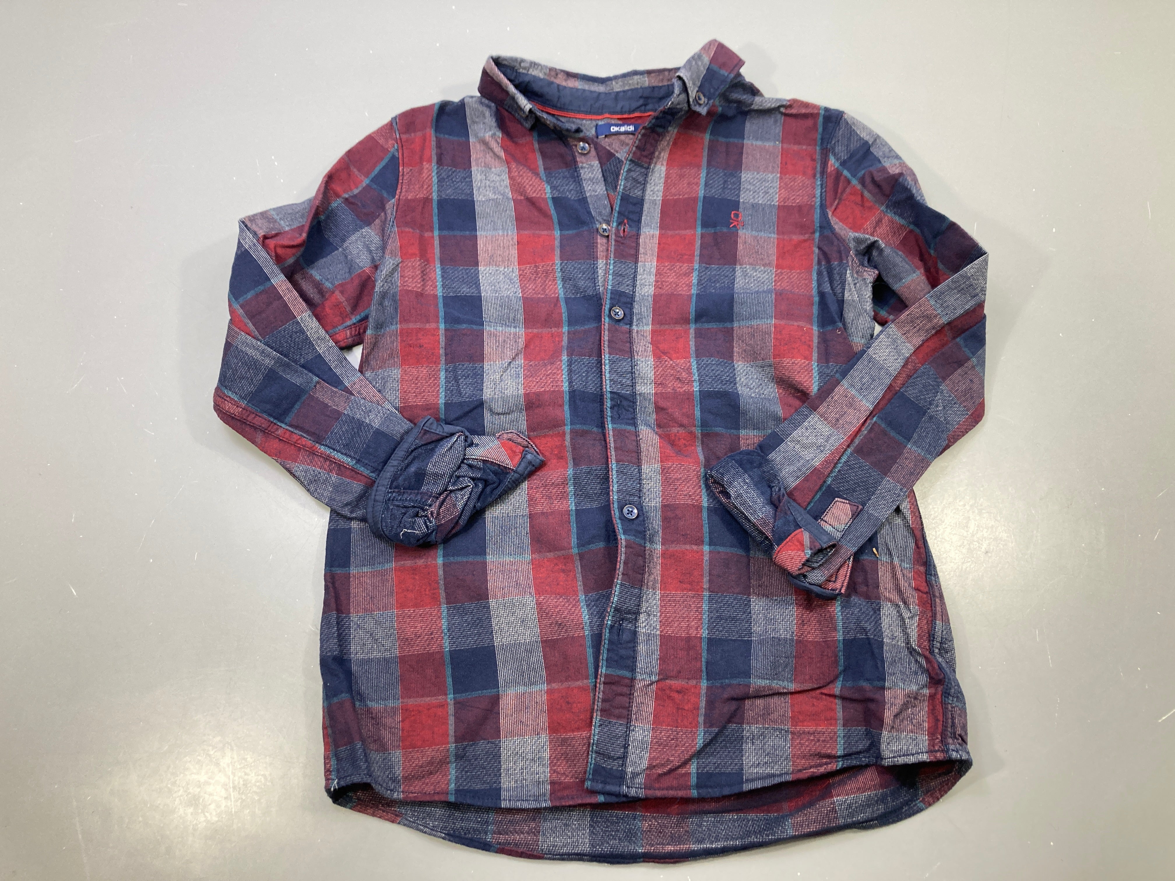 Chemise m.l carreaux bordeaux et bleu marine